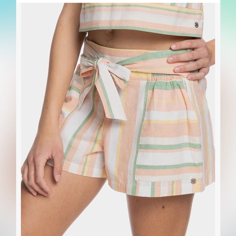 Roxy Women's Past Midnight Short Snow White Dreaming Size Large Stripe